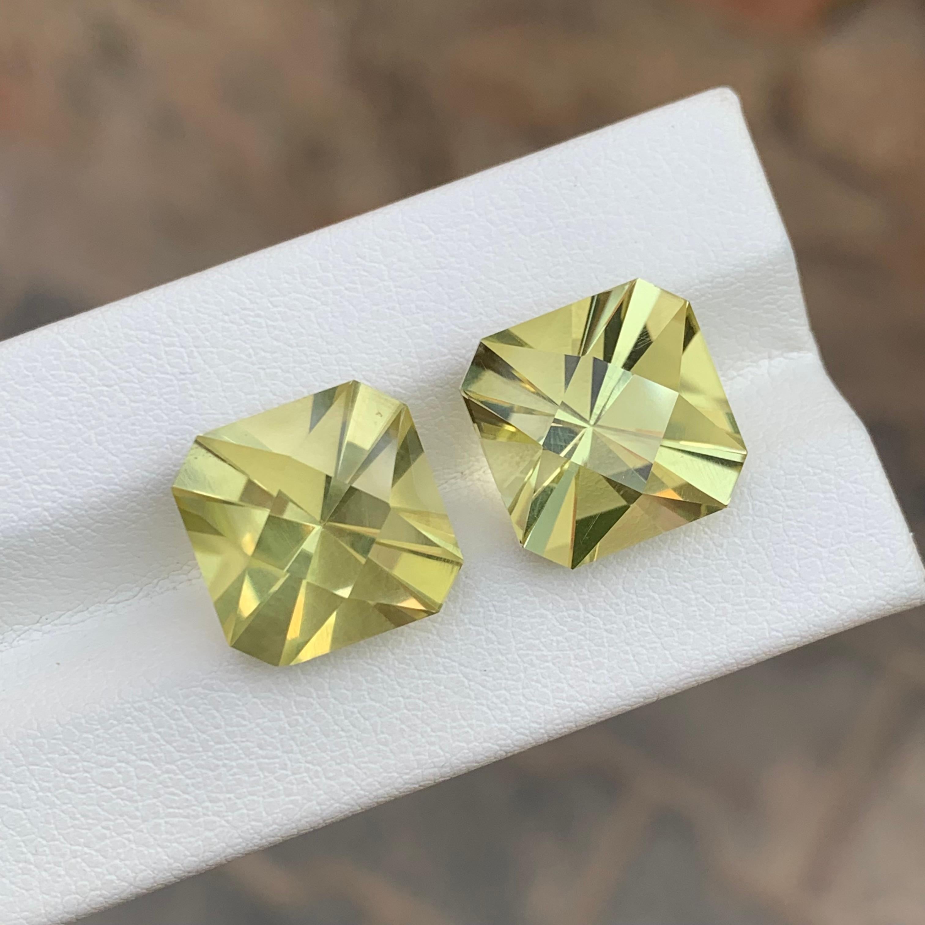 Piedra preciosa de cuarzo limón suelto natural de 16,70 quilates en forma de pareja cuadrada Corte cuadrado en venta