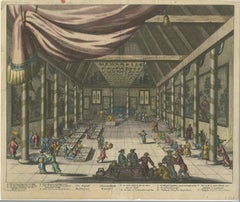 1670 Royal Banquet for Dutch Embassy in China - Antique Engraving by Dapper