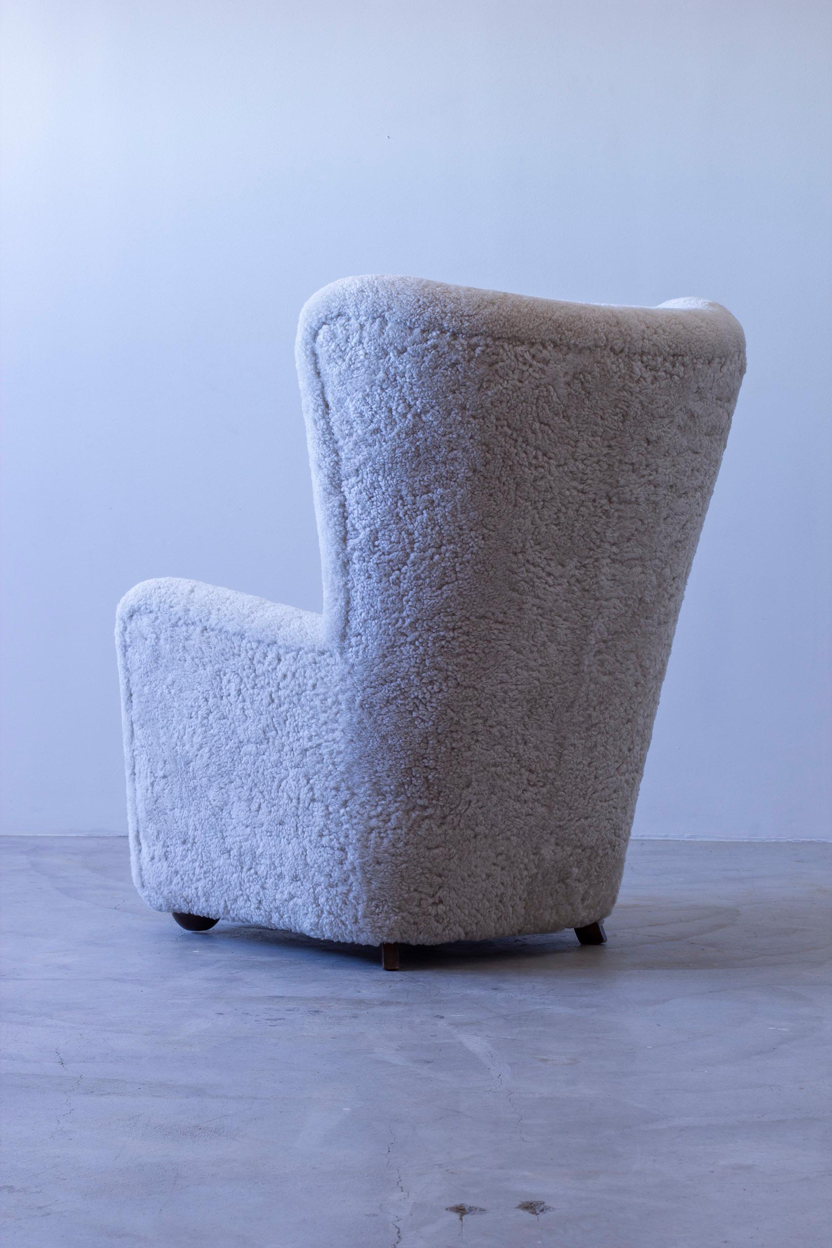 Cuir de mouton Chaise à dossier et tabouret 