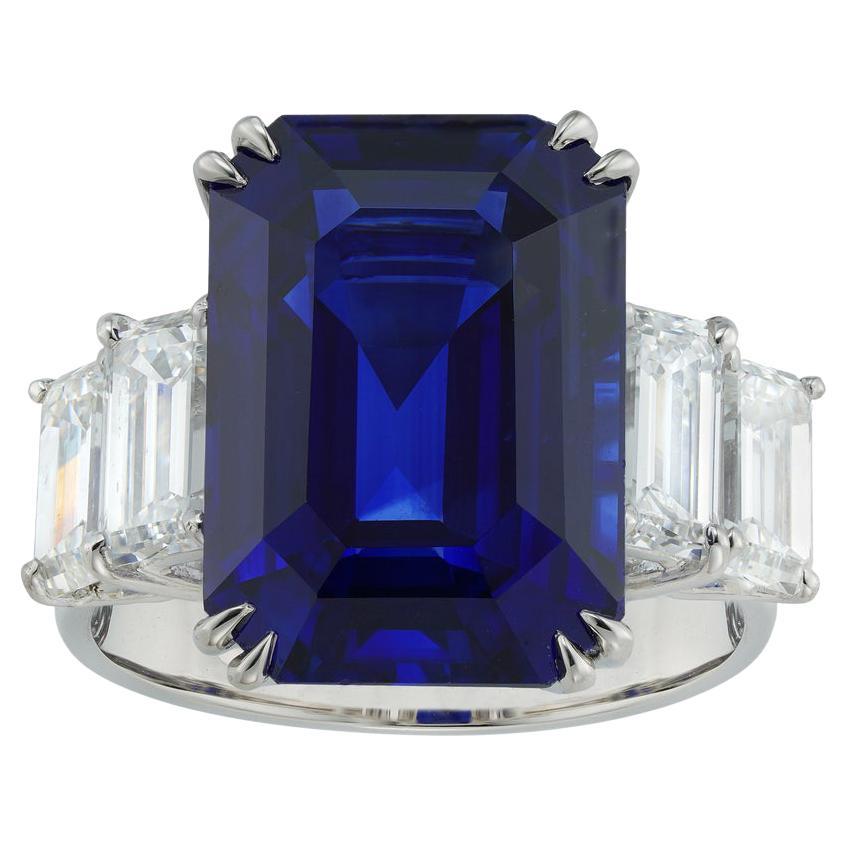 16.73 Carat Sri Lankan Sapphire and Diamond Ring For Sale