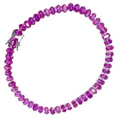 16.75 Carat Natural Pink Sapphire Tennis Bracelet Crafted in 925 Sterling Silver