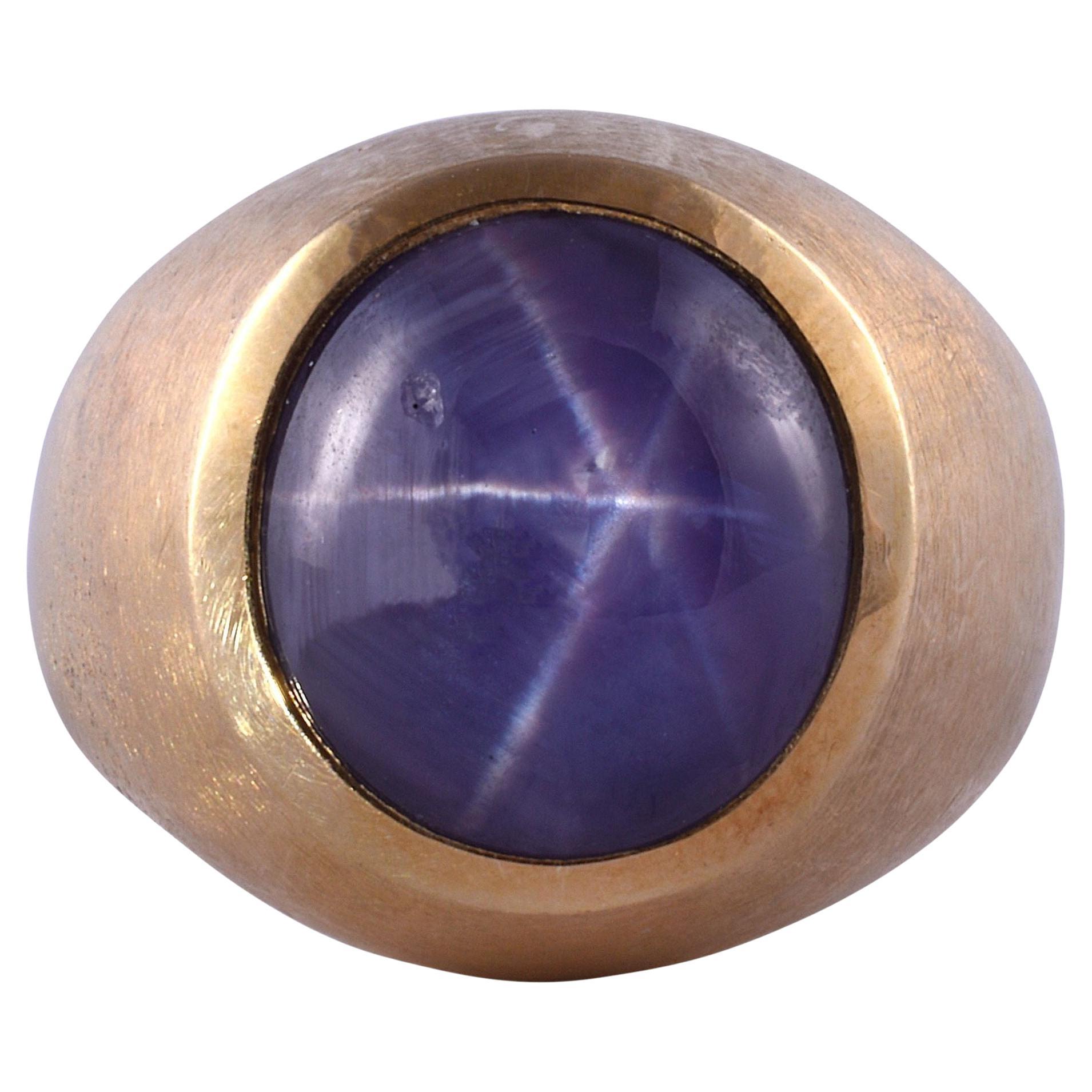 16.75 Carat Purple Star Sapphire Mens Ring For Sale