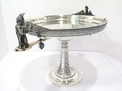Sterling Silver John Wendt Antique Winged Lionesses Footed Platter