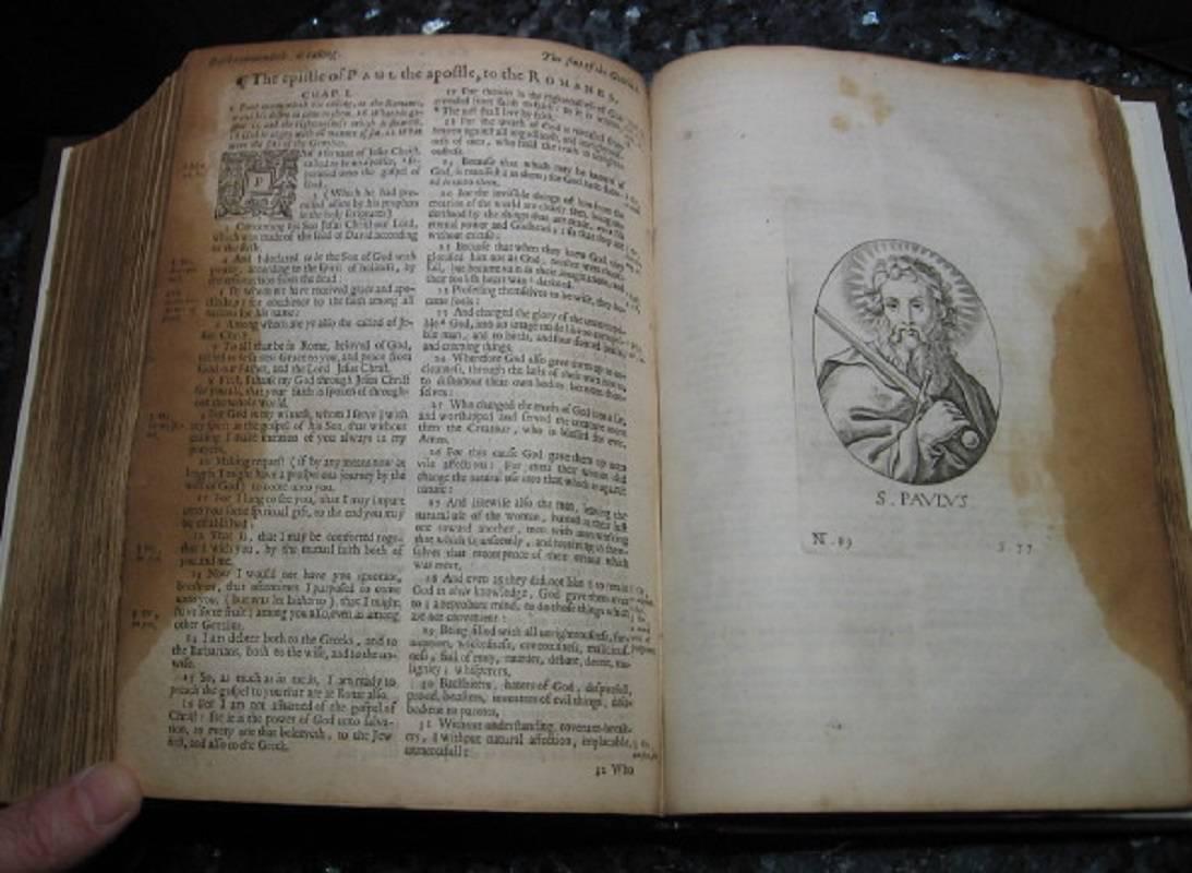 1675 King James Bible Cambridge Complete Illustrated 178 Van Hove Engravings In Good Condition For Sale In Albany, OR