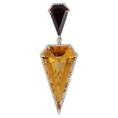 16.75CT's Citrine, Grenat  Pendentif en or jaune 14 carats et diamant