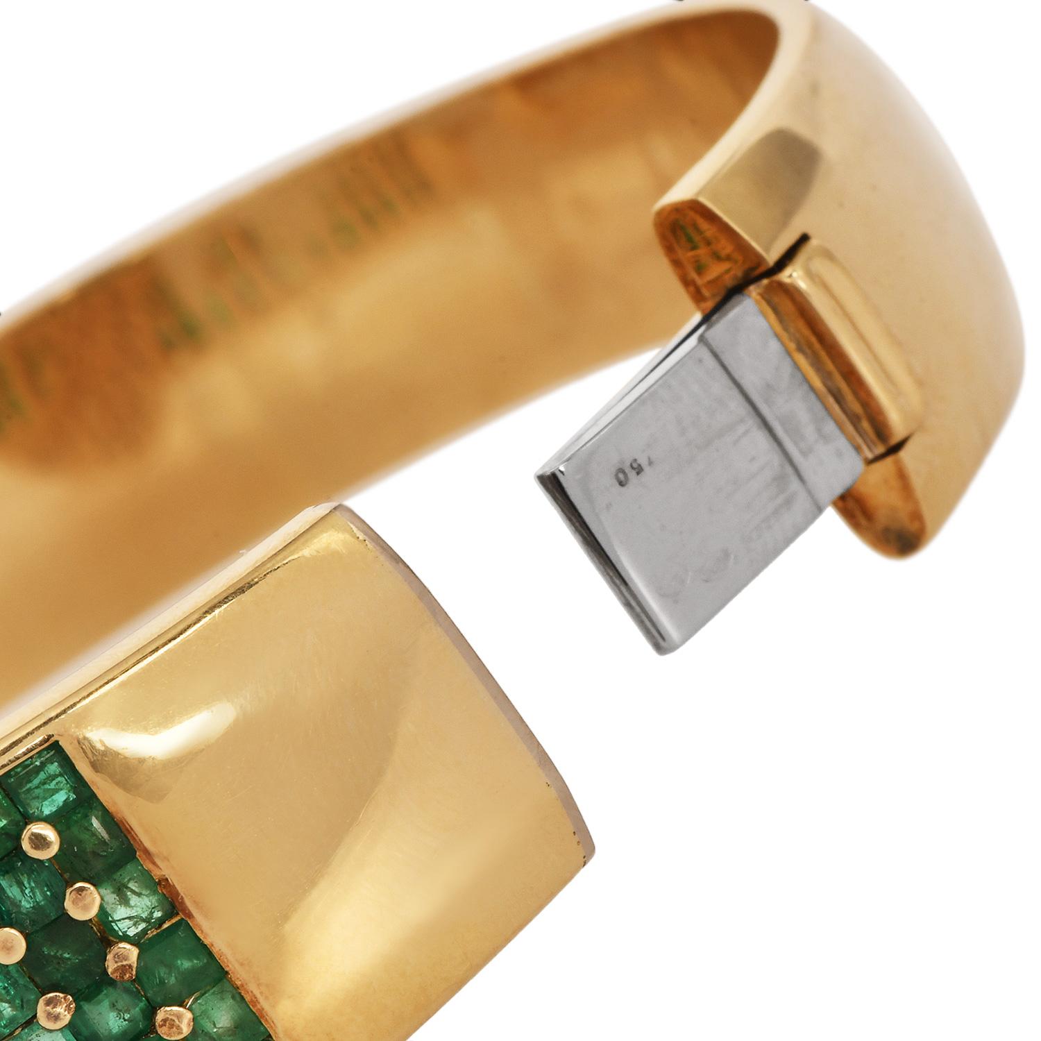 Bracciale Statement Bangle in oro 18K con smeraldo e diamanti da 16,75 carati In condizioni ottime in vendita a Miami, FL