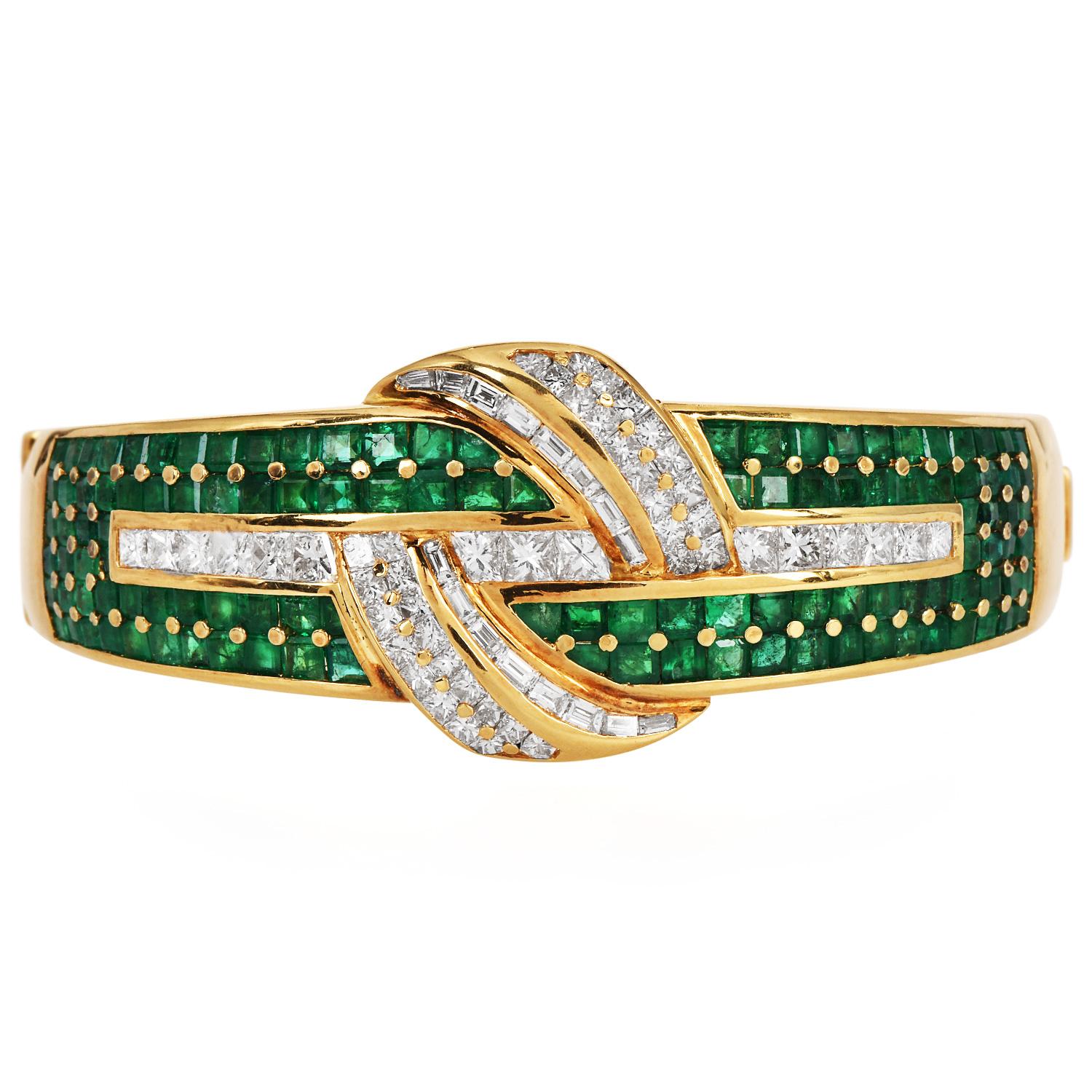 Bracciale Statement Bangle in oro 18K con smeraldo e diamanti da 16,75 carati in vendita 2
