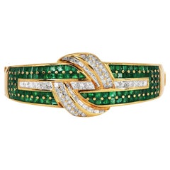 16,75cttw Diamant Smaragd 18K Gold Statement Armreif
