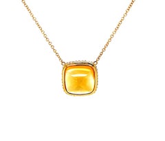 16.79 Carat Citrine Cabochon, Yellow Sapphire and Diamond Necklace