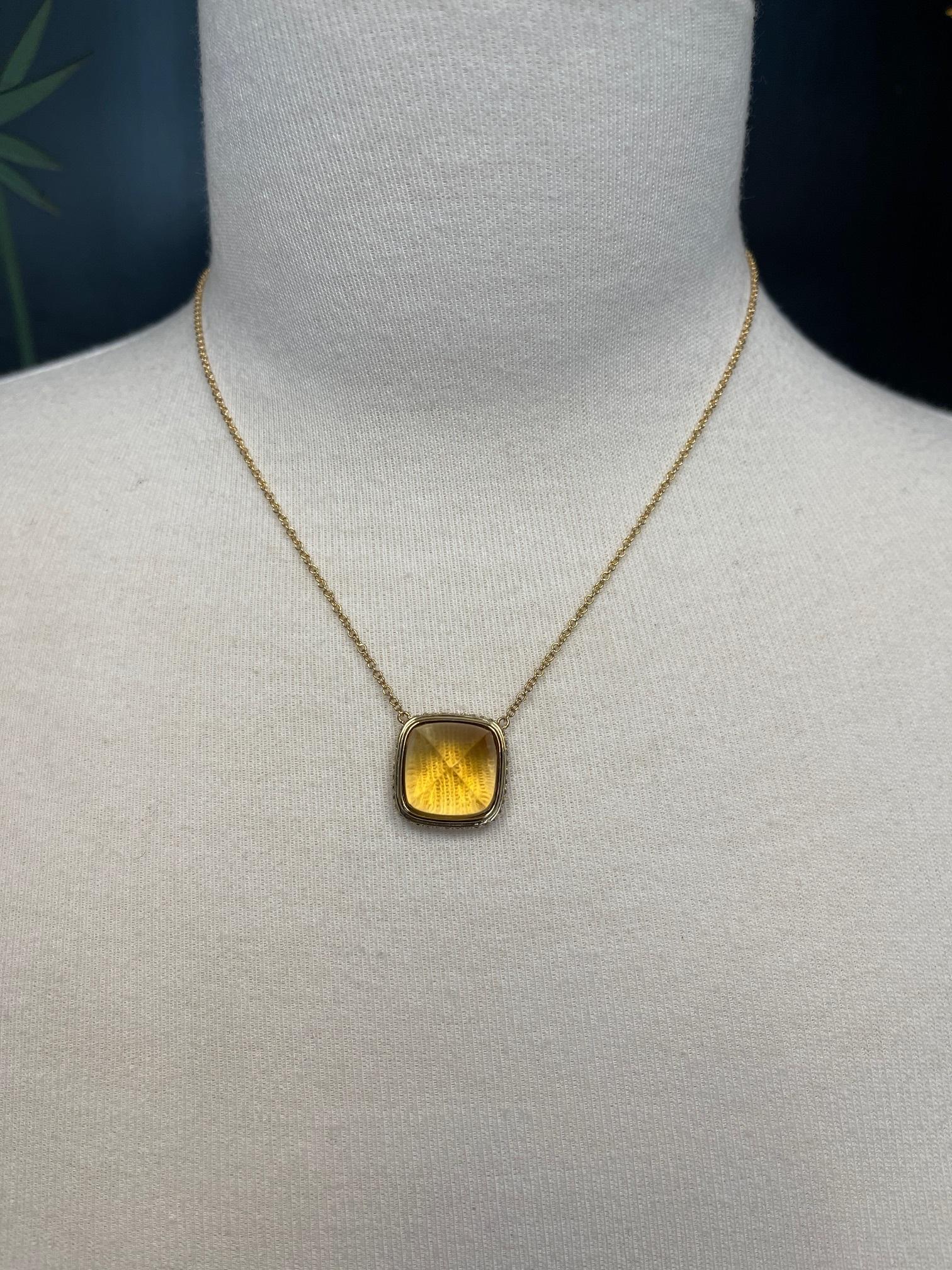 Collier de citrine cabochon de 16,79 carats, saphir jaune et diamants en vente 3