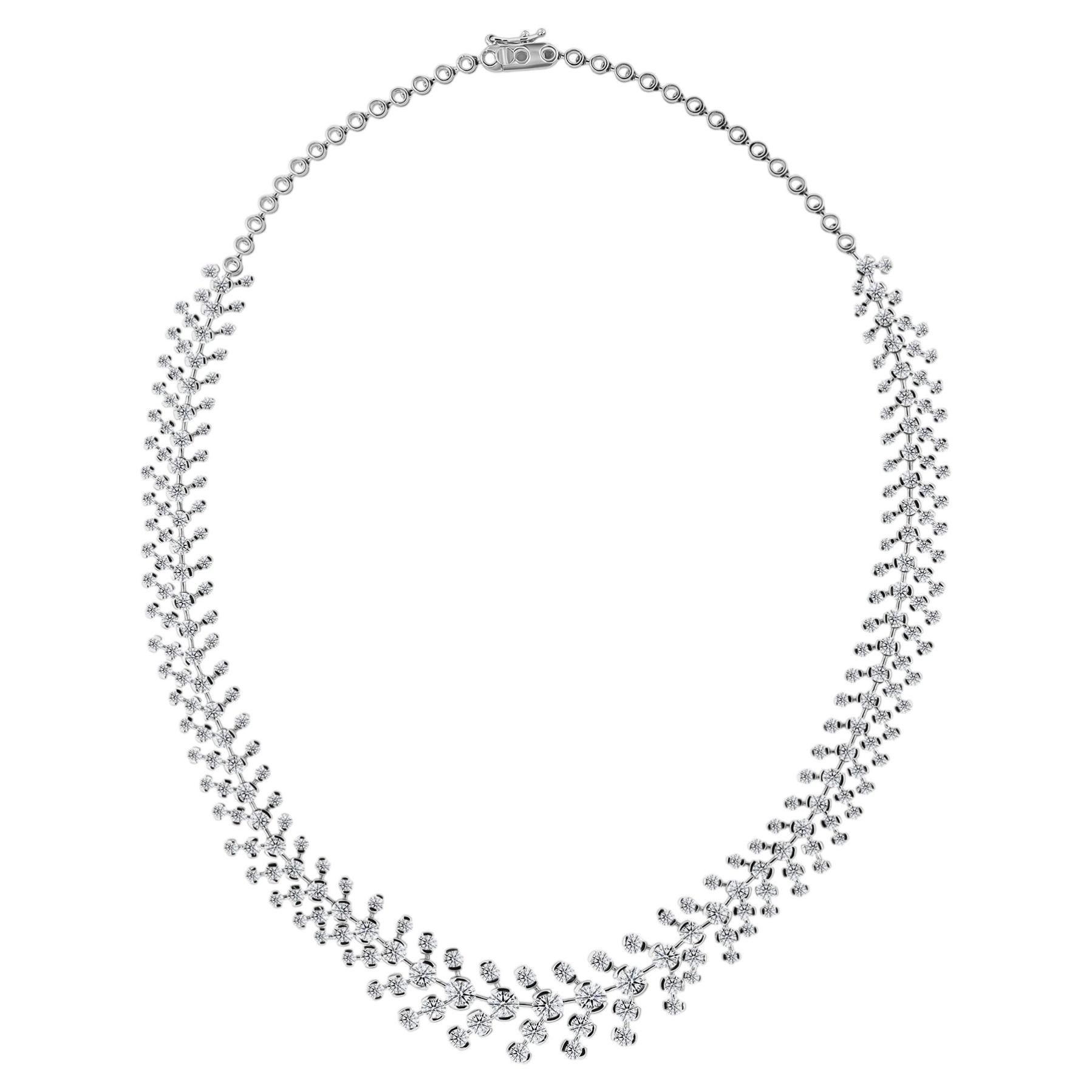 16.79 Carat SI Clarity HI Color Diamond Necklace 18 Karat White Gold Jewelry
