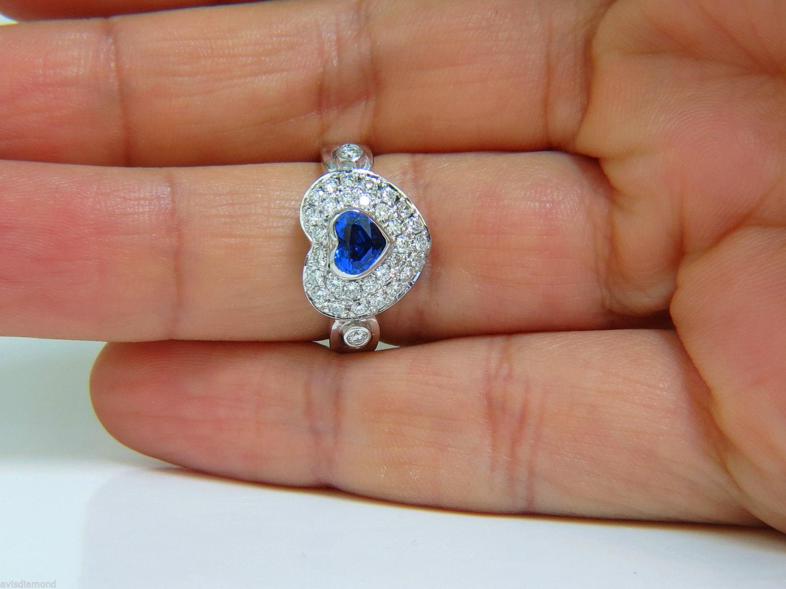 1.67ct 14 Karat Natural Fine Gem Heart Sapphire Diamond Ring 3D Dome Like 1
