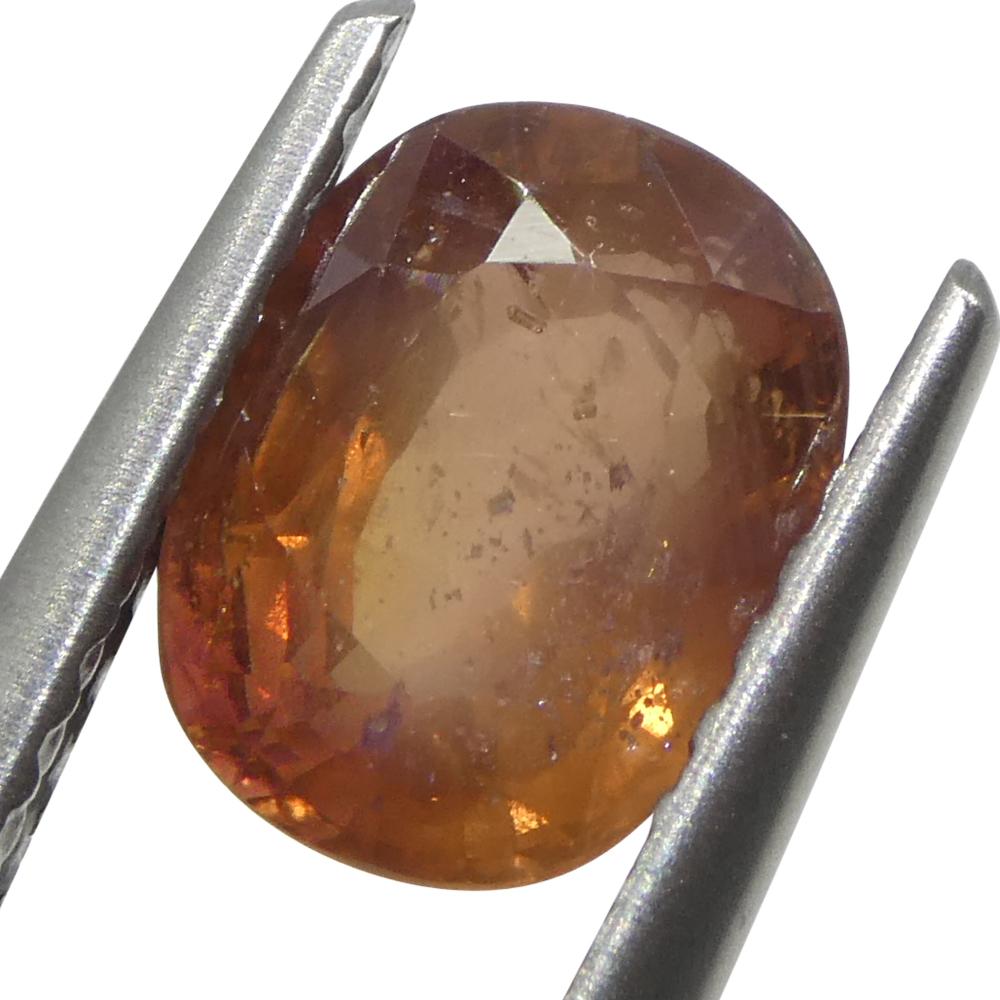 Brilliant Cut 1.67ct Cushion Orange Sapphire from Tanzania For Sale