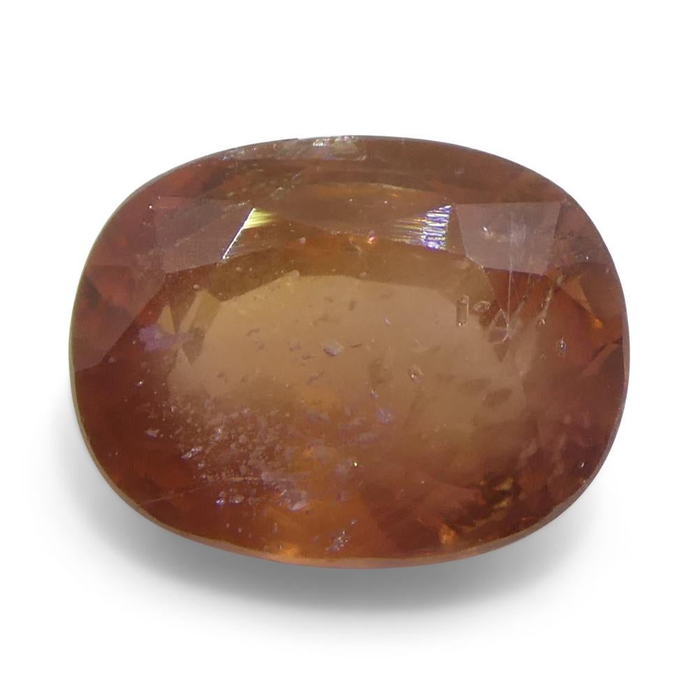 Women's or Men's 1.67ct Cushion Orange Sapphire from Tanzania For Sale