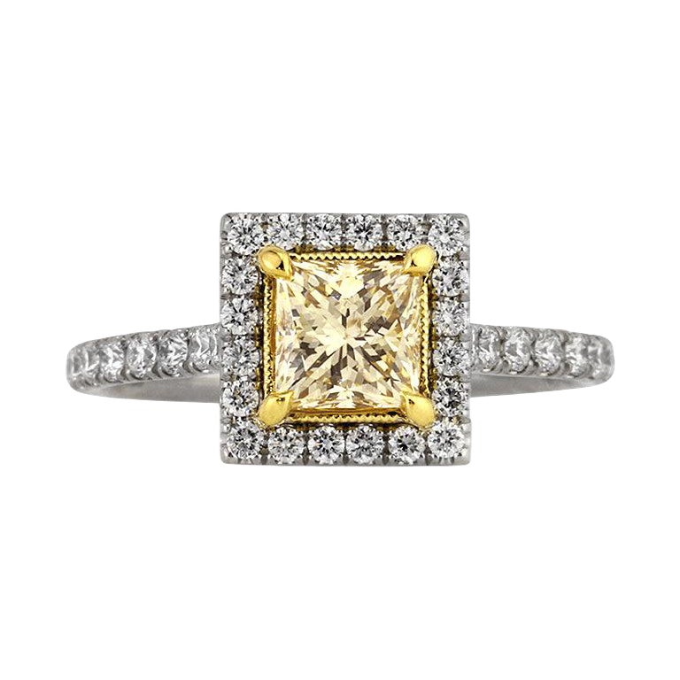 1.67ct Fancy Light Brown Yellow Princess Cut Diamond Engagement Ring