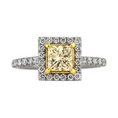 1.67ct Fancy Light Brown Yellow Princess Cut Diamond Engagement Ring