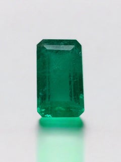 1.67ct Intense Bluish Green Colombian Emerald 9.6x5.8mm Emerald Cut Genuine