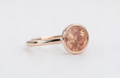 1.67ct Solitaire Bezel Set Oregon Sunstone 14K Rose Gold Engagement Ring