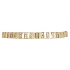 1.67ct Triple Diamond Row Bracelet - 14K Yellow Gold Pave Set Elegant Snake