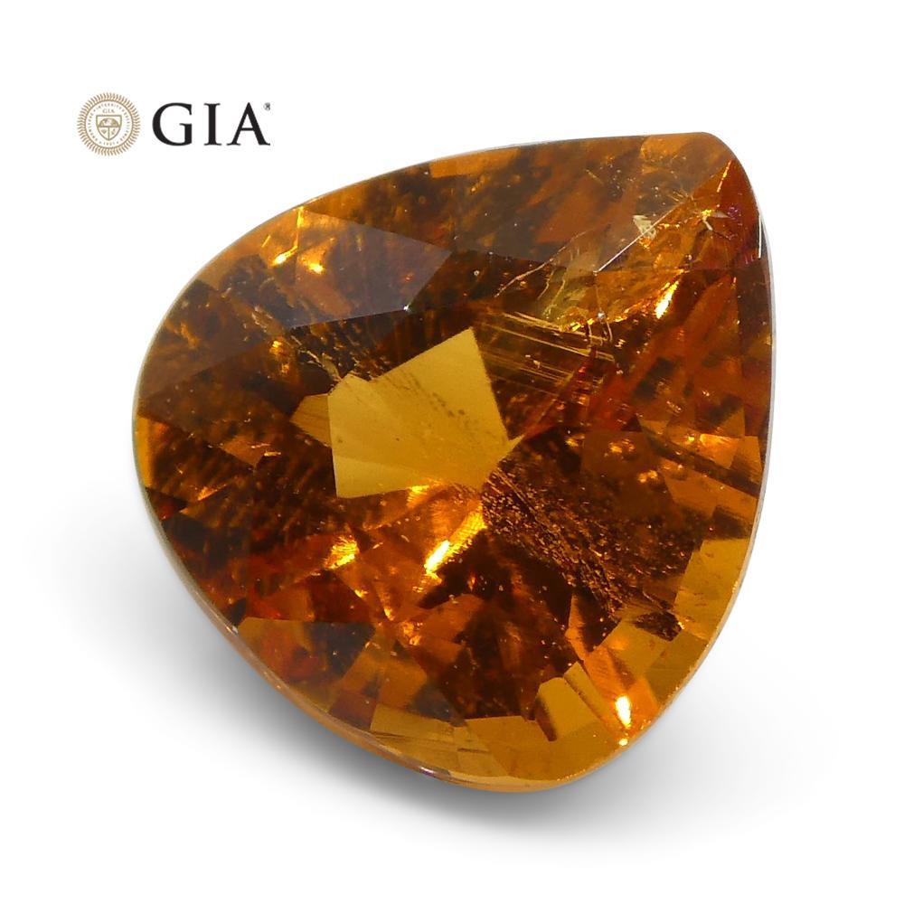 1.67ct Vivid Fanta Orange Spessartine/Spessartite Garnet Pear, certifié GIA en vente 3