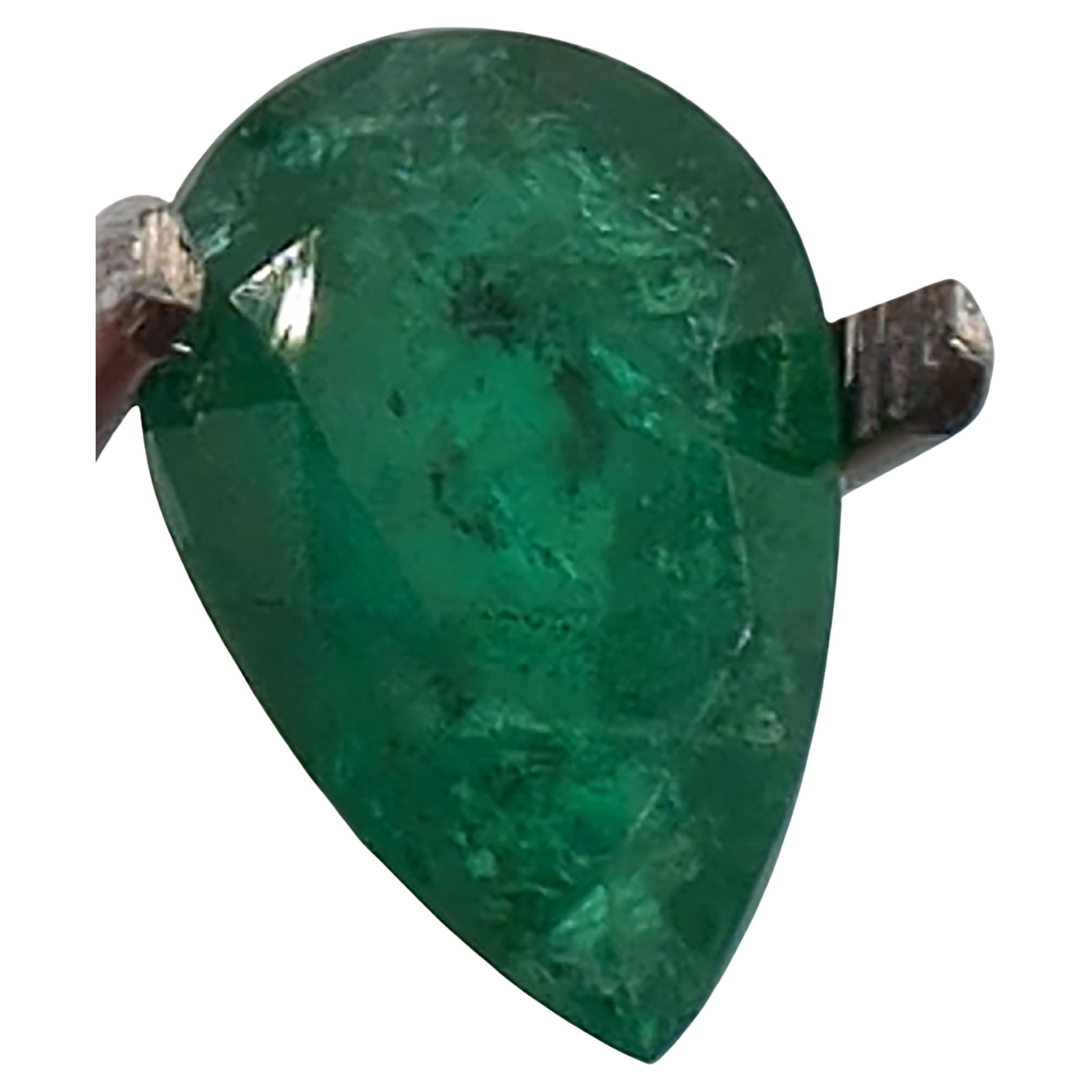 1.67ct Vivid Zambian Emerald: A Verdant Masterpiece in Pear-Cut For Sale