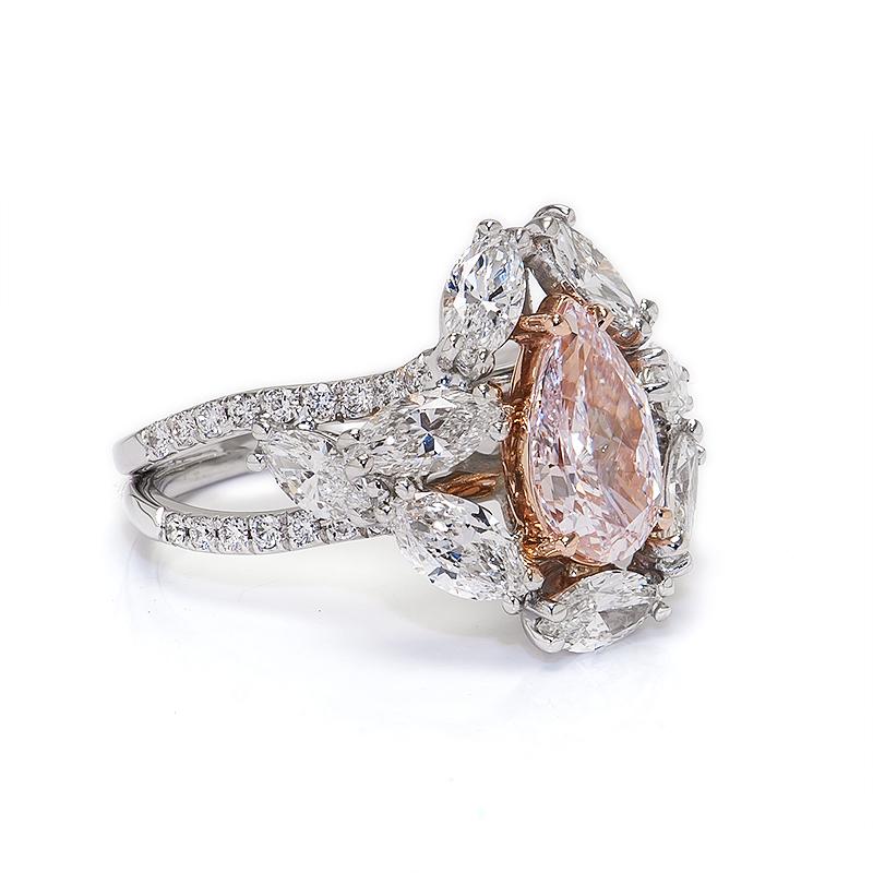 Contemporary 1.67cts Pink Diamond Laurel Ring For Sale