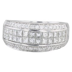 Bague d
anniversaire de mariage en or blanc 14 carats avec diamants 1,67 carat, taille 7