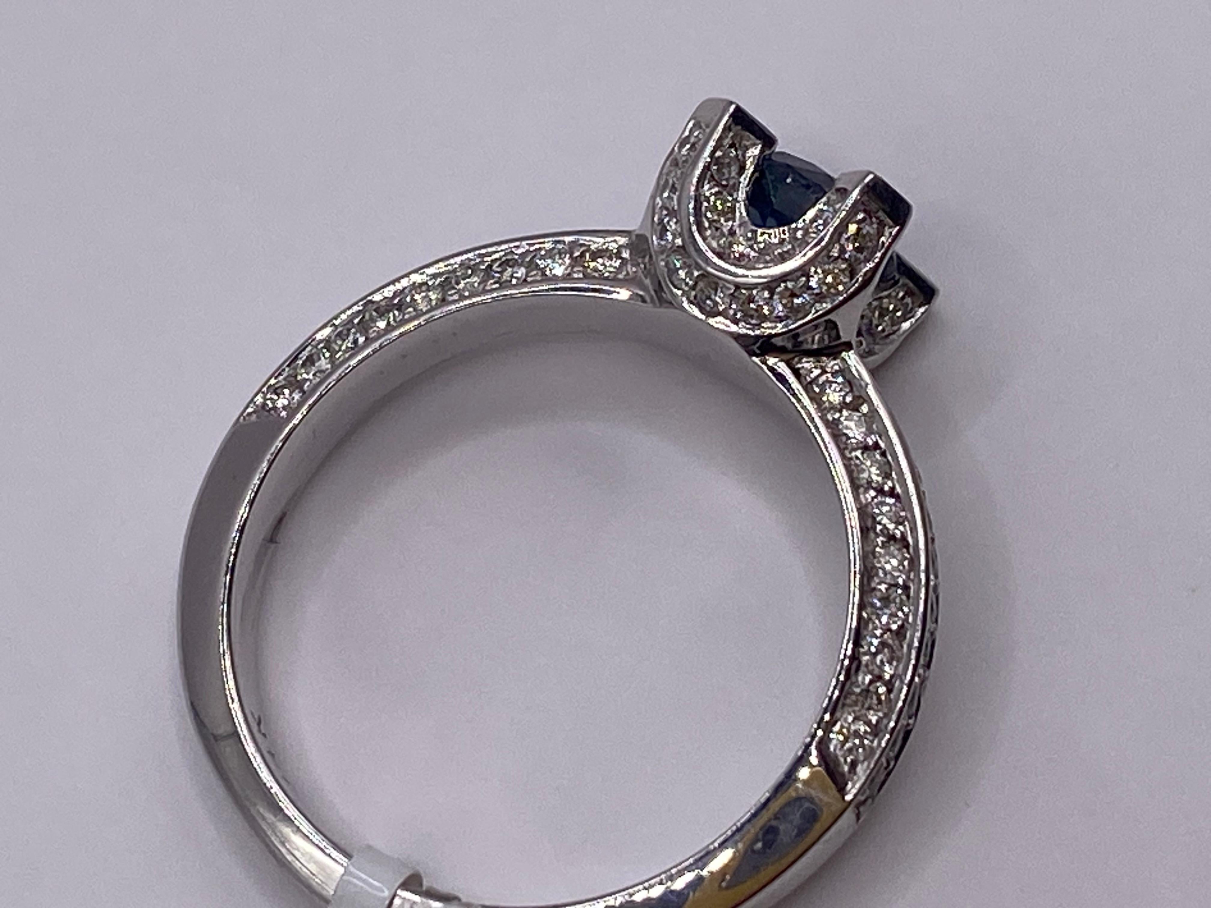 Women's or Men's 1.67ctw Sapphire & Diamond Pave Set Ring in 14KT White Gold For Sale