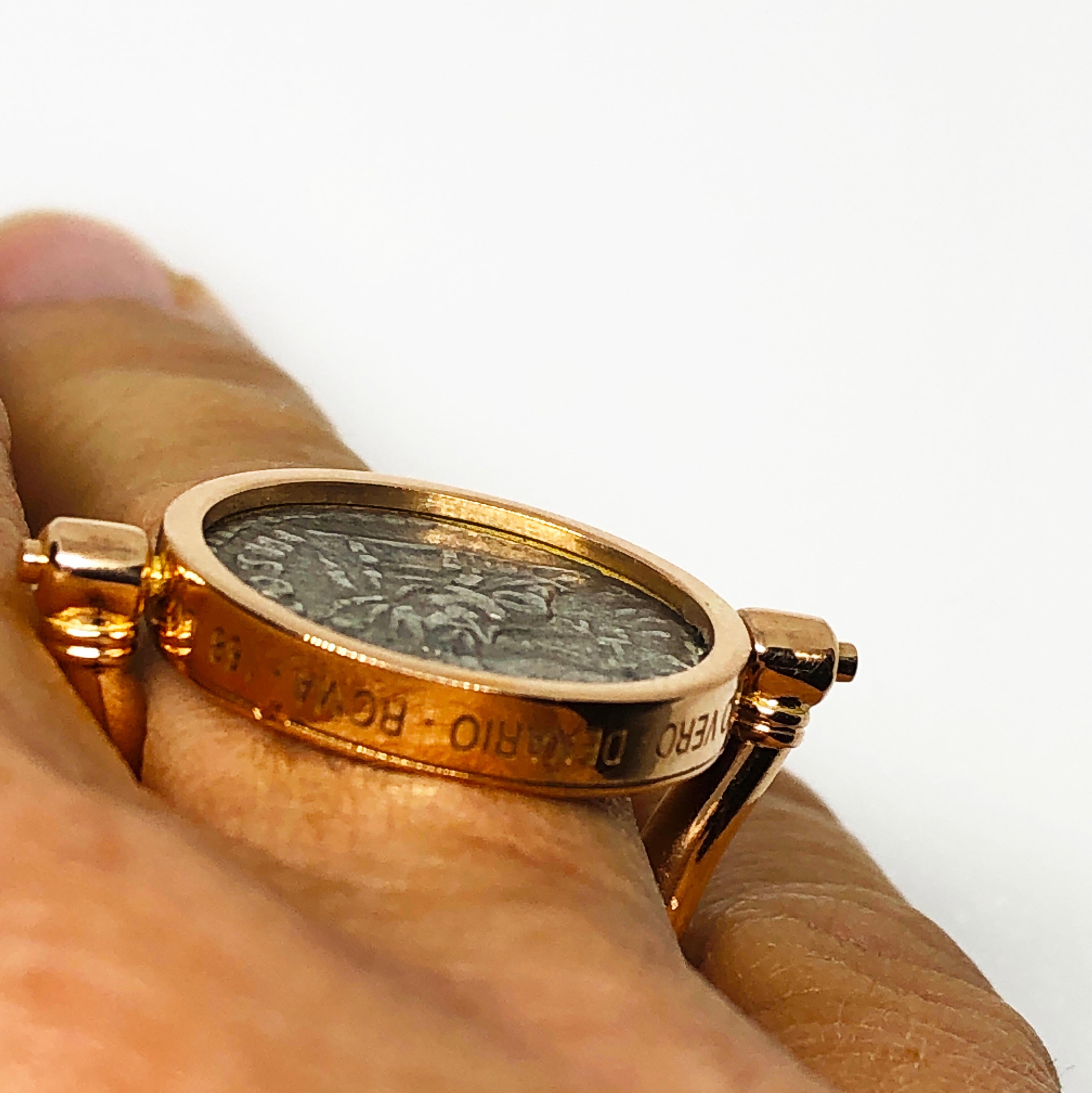 168 A.D. Lucio Vero/Aequitas Silver Roman Coin 18K Gold Unisex Rotating Ring 3
