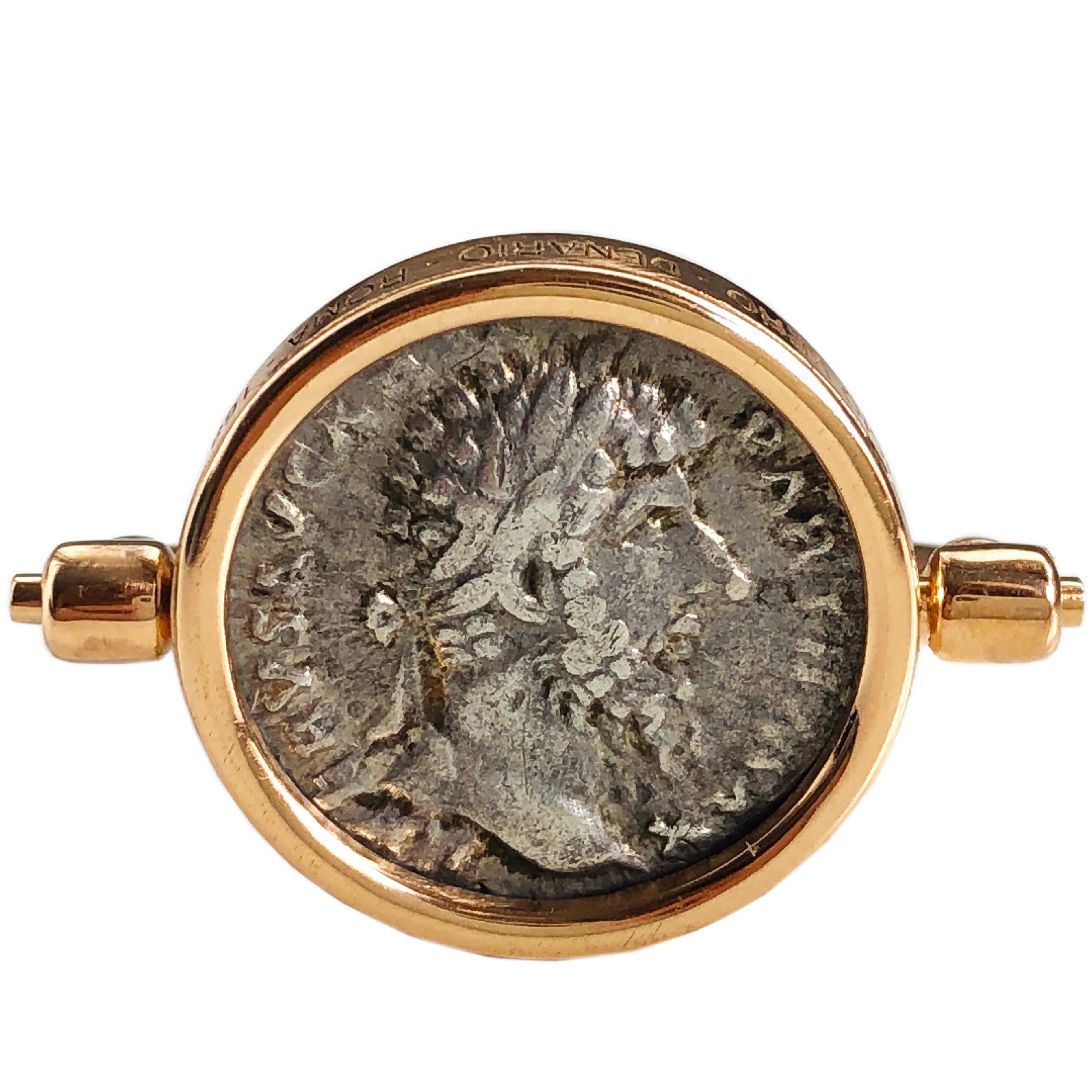 168 A.D. Lucio Vero/Aequitas Silver Roman Coin 18K Gold Unisex Rotating Ring 4