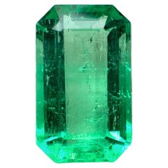1.68 Carat 9x6 Yellowish Green Colombian Emerald - Emerald Cut Muzo Mine May