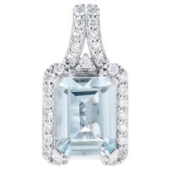 Sunita Nahata Aigue-marine 1.68ct. Pendentif en or blanc 18 carats avec diamants