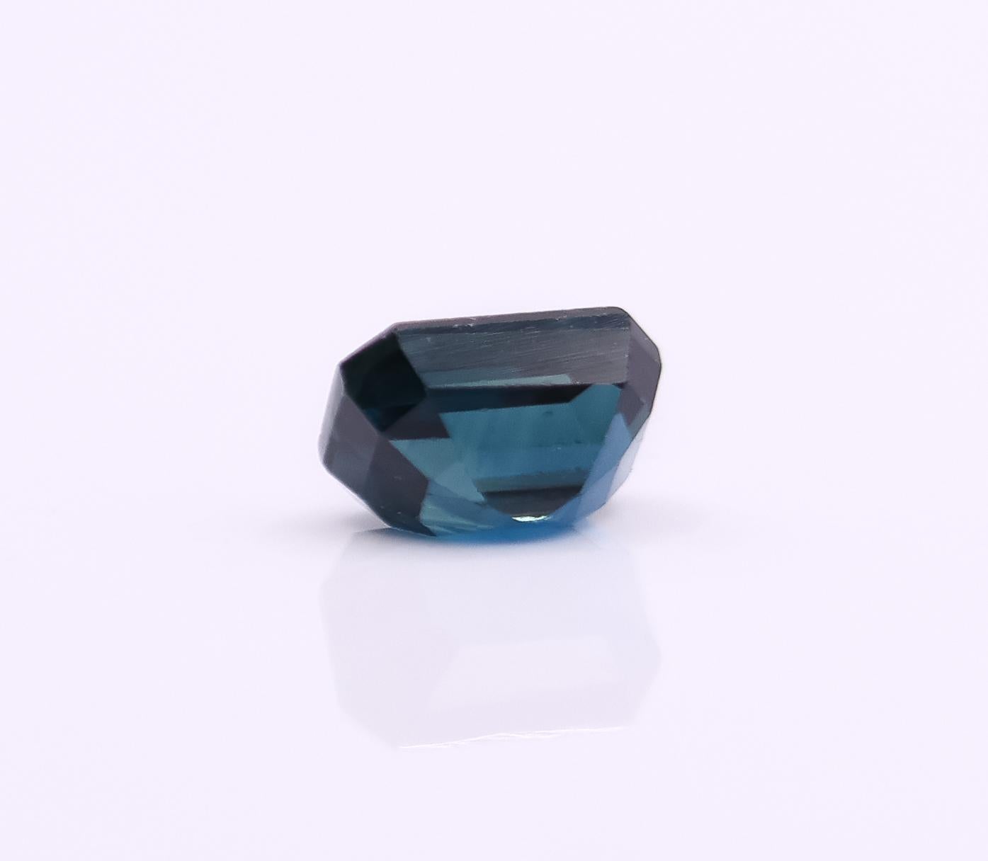 1.68 Carat Blue Sapphire Loose Gemstone Emerald cut 6x4mm For Sale 1