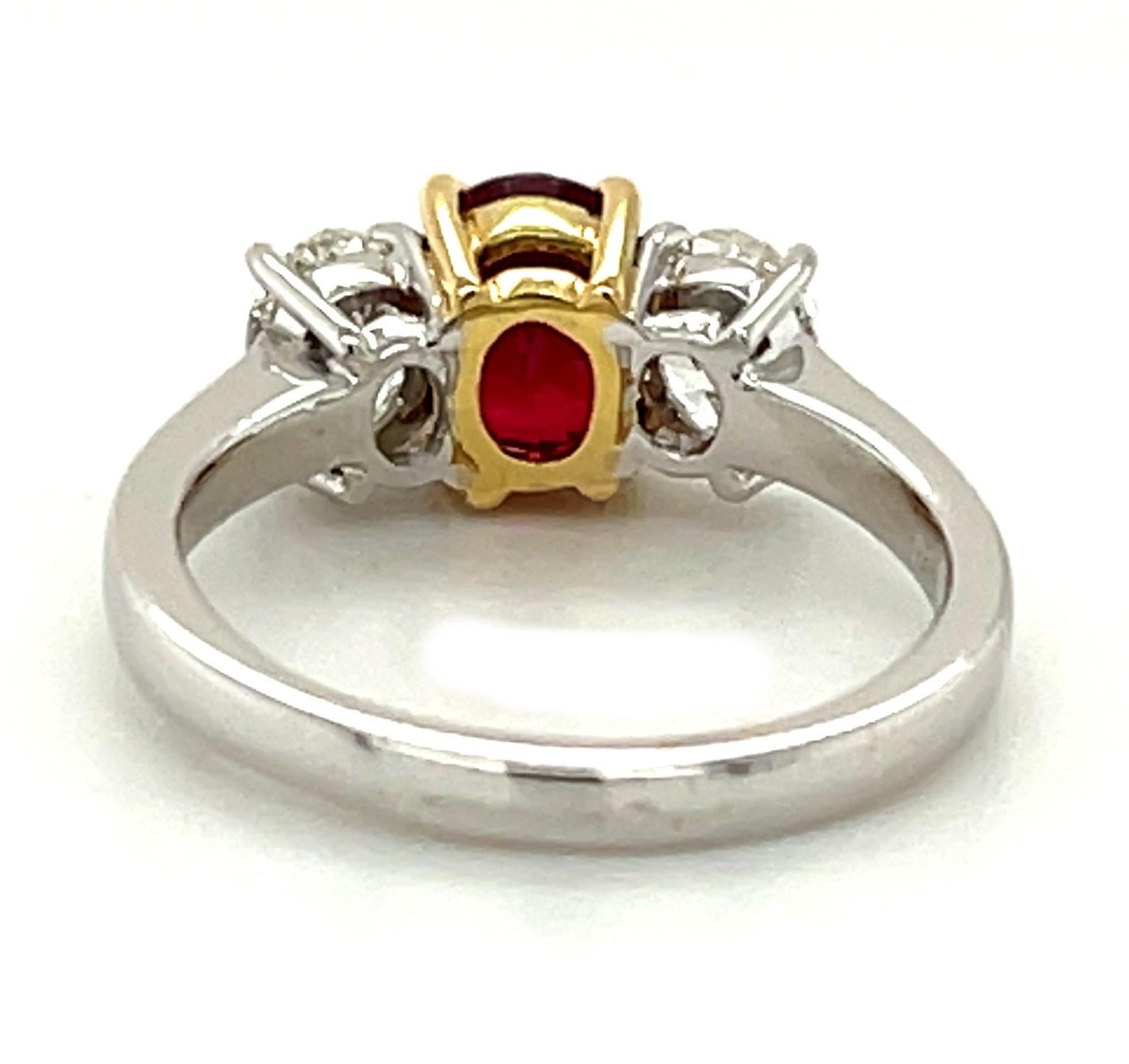 three stone ruby and diamond ring