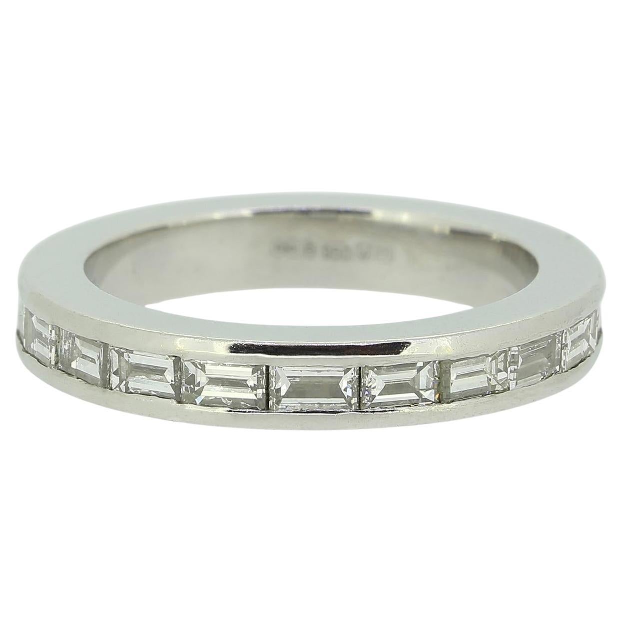 1.68 Carat Channel Set Baguette Cut Diamond Eternity Ring Size M 1/2 (53)