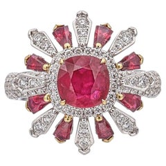 1,68 Karat Cushion Statement Rubinrot Gold Graceful Brilliance Diamantring