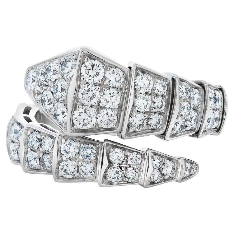 Bague serpent en or blanc 18 carats avec diamants de 1,68 carat 