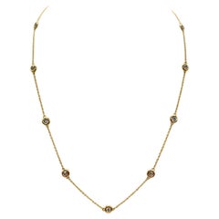 1.68 Carat Diamond By The Yard 10 Station Necklace 14K Yellow Gold 18"