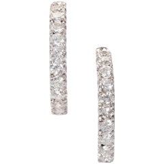 1.68 Carat Diamond Half Hoop White Gold Dangle Earrings