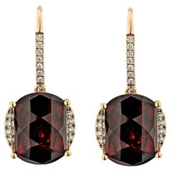 16.8 Carat Garnet Drop Earrings in 18Karat Rose Gold with White Diamond. 