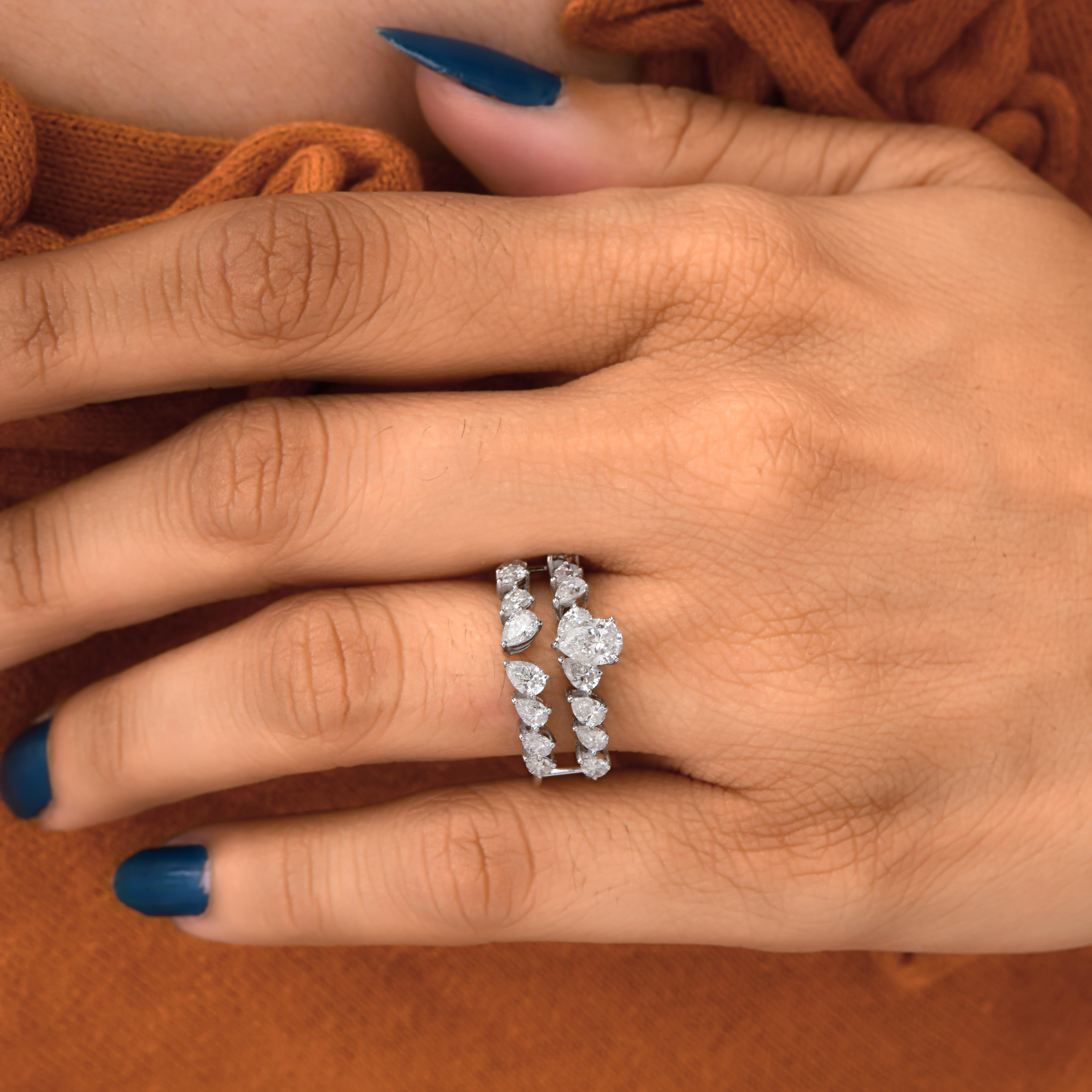 En vente :  1.68 Carat Nature Diamond Double Band Engagement Ring Solid 18k White Gold 11