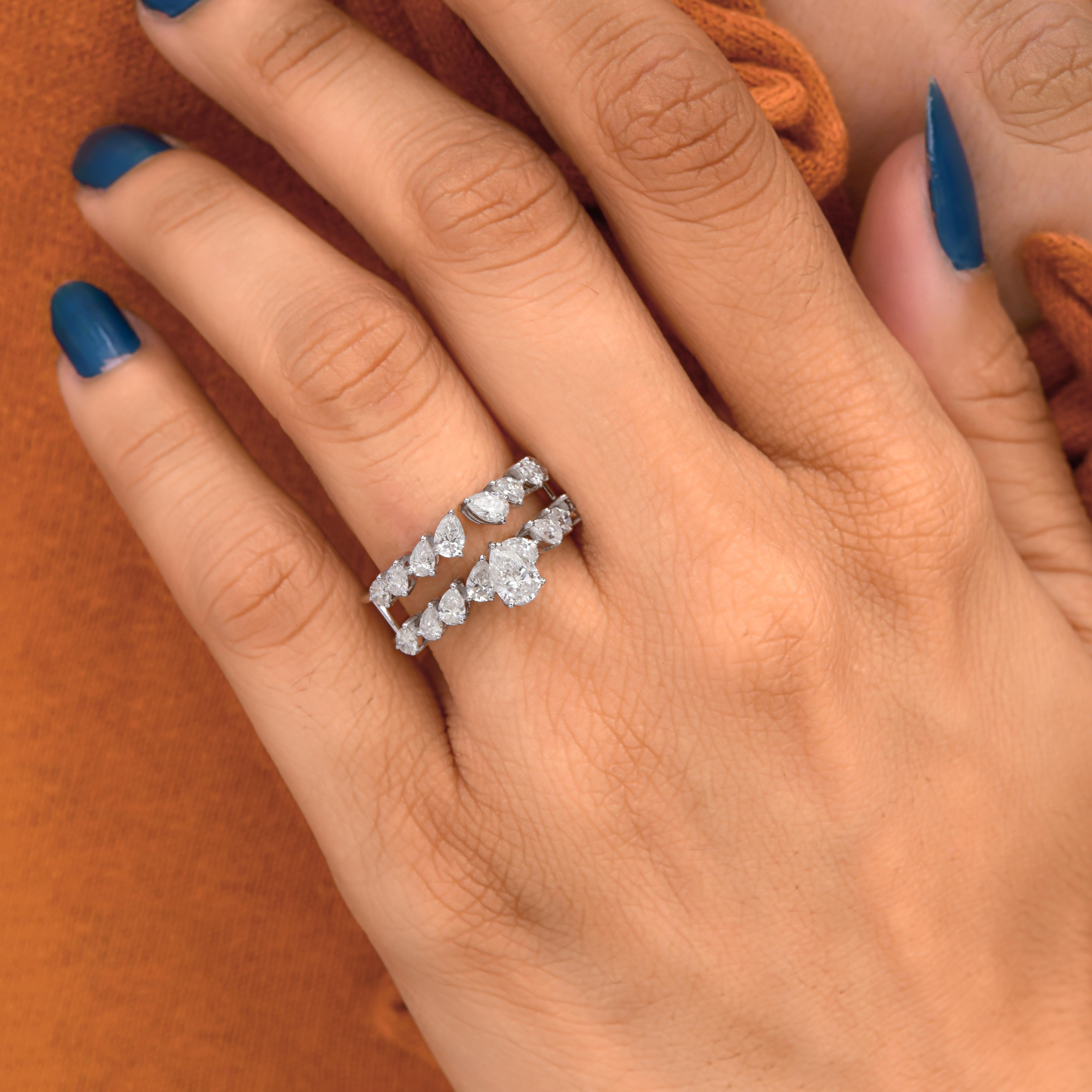 En vente :  1.68 Carat Nature Diamond Double Band Engagement Ring Solid 18k White Gold 2