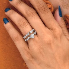 1.68 Carat Nature Diamond Double Band Engagement Ring Solid 18k White Gold