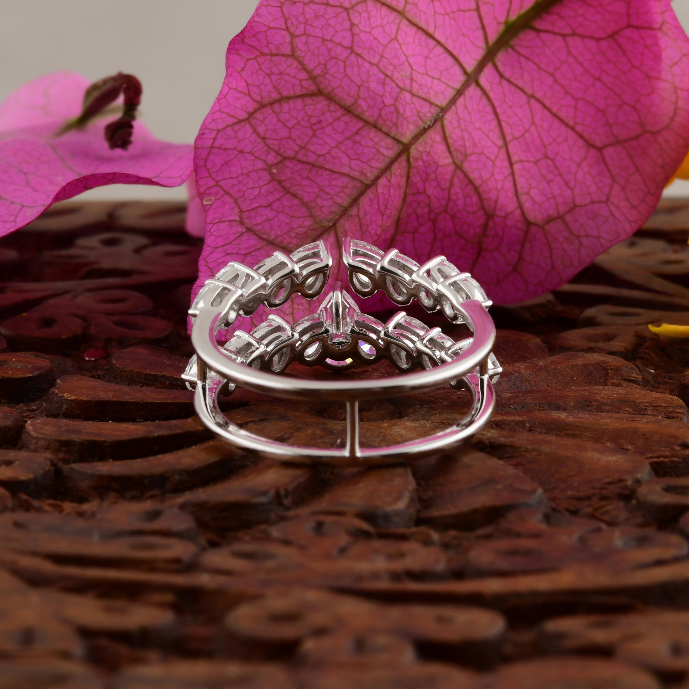 En vente :  1.68 Carat Nature Diamond Double Band Engagement Ring Solid 18k White Gold 3