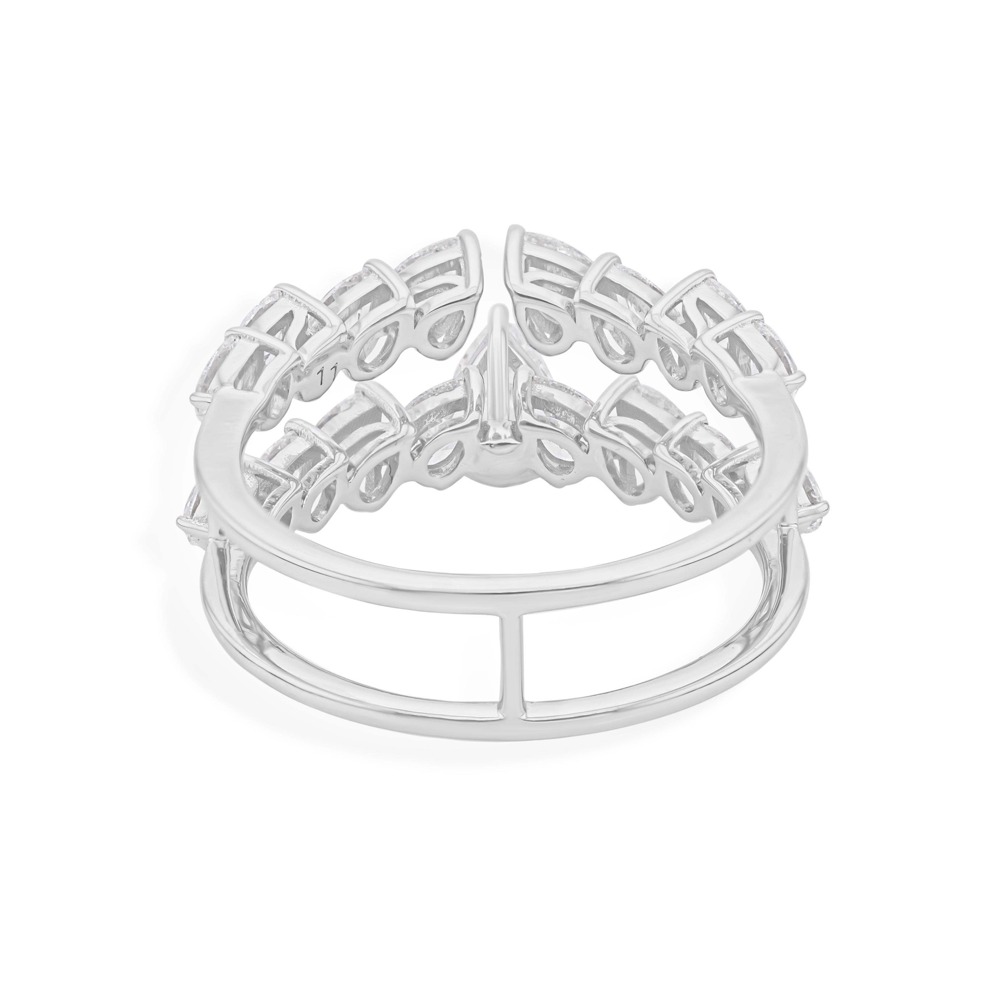 En vente :  1.68 Carat Nature Diamond Double Band Engagement Ring Solid 18k White Gold 4