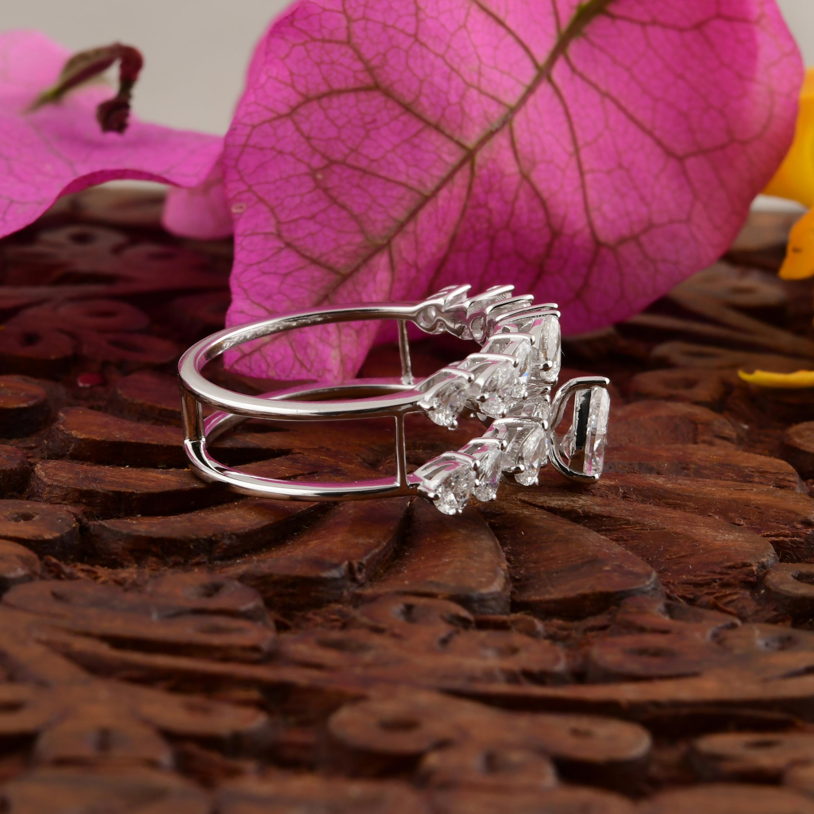 En vente :  1.68 Carat Nature Diamond Double Band Engagement Ring Solid 18k White Gold 5
