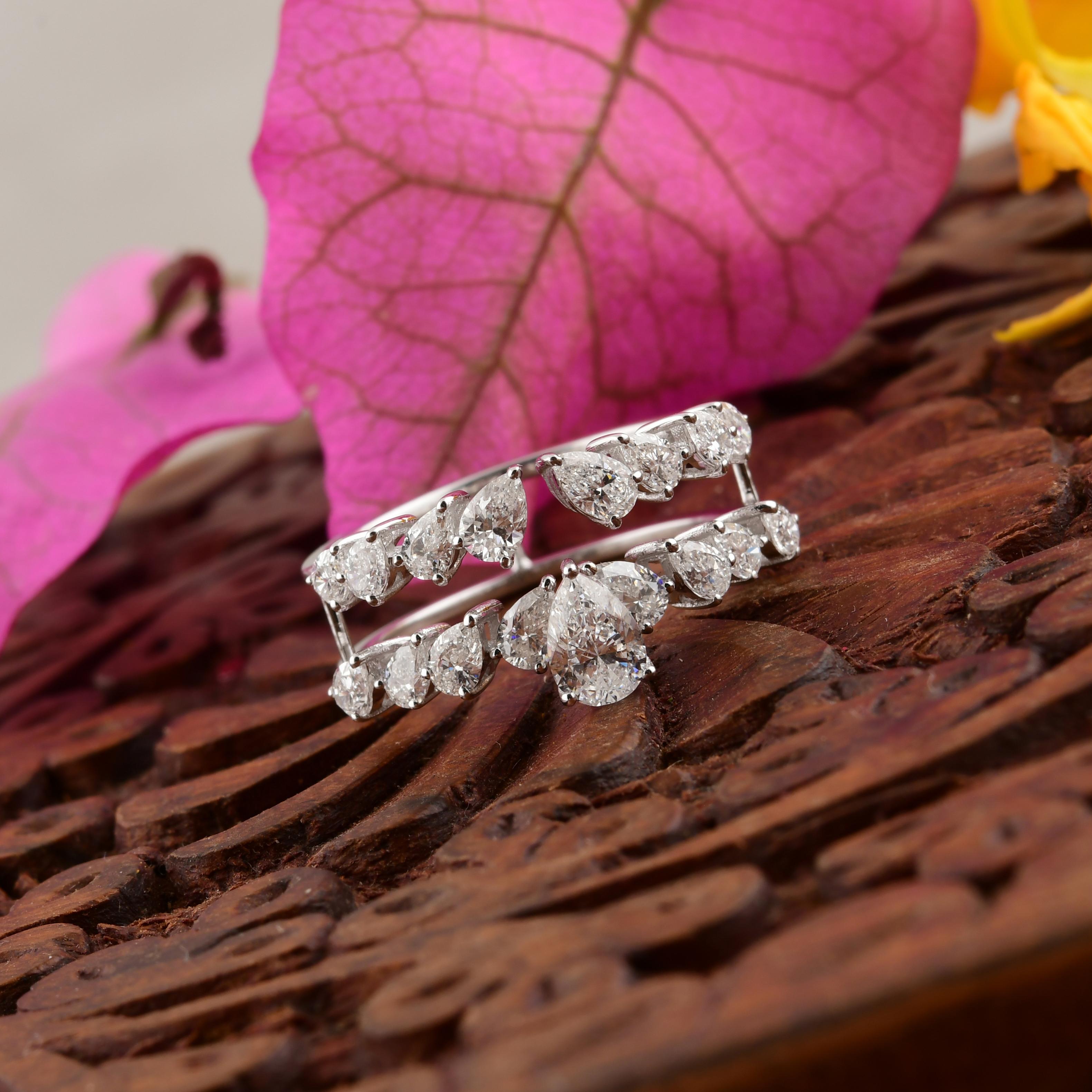 En vente :  1.68 Carat Nature Diamond Double Band Engagement Ring Solid 18k White Gold 6
