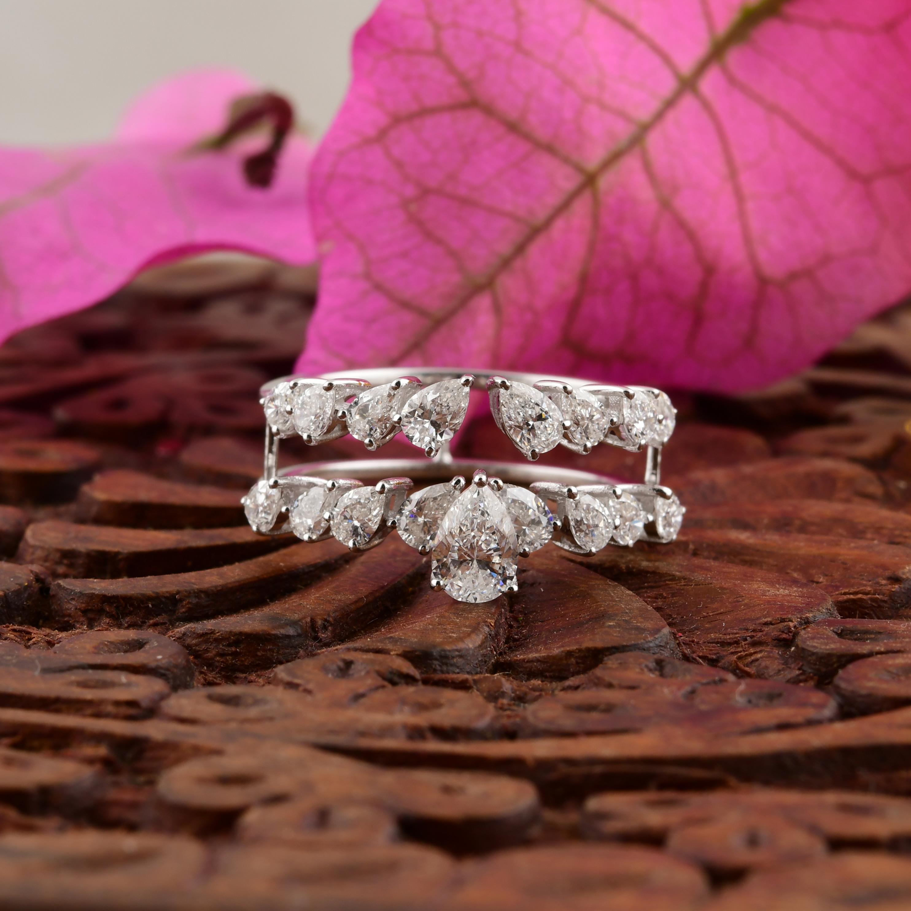 En vente :  1.68 Carat Nature Diamond Double Band Engagement Ring Solid 18k White Gold 7