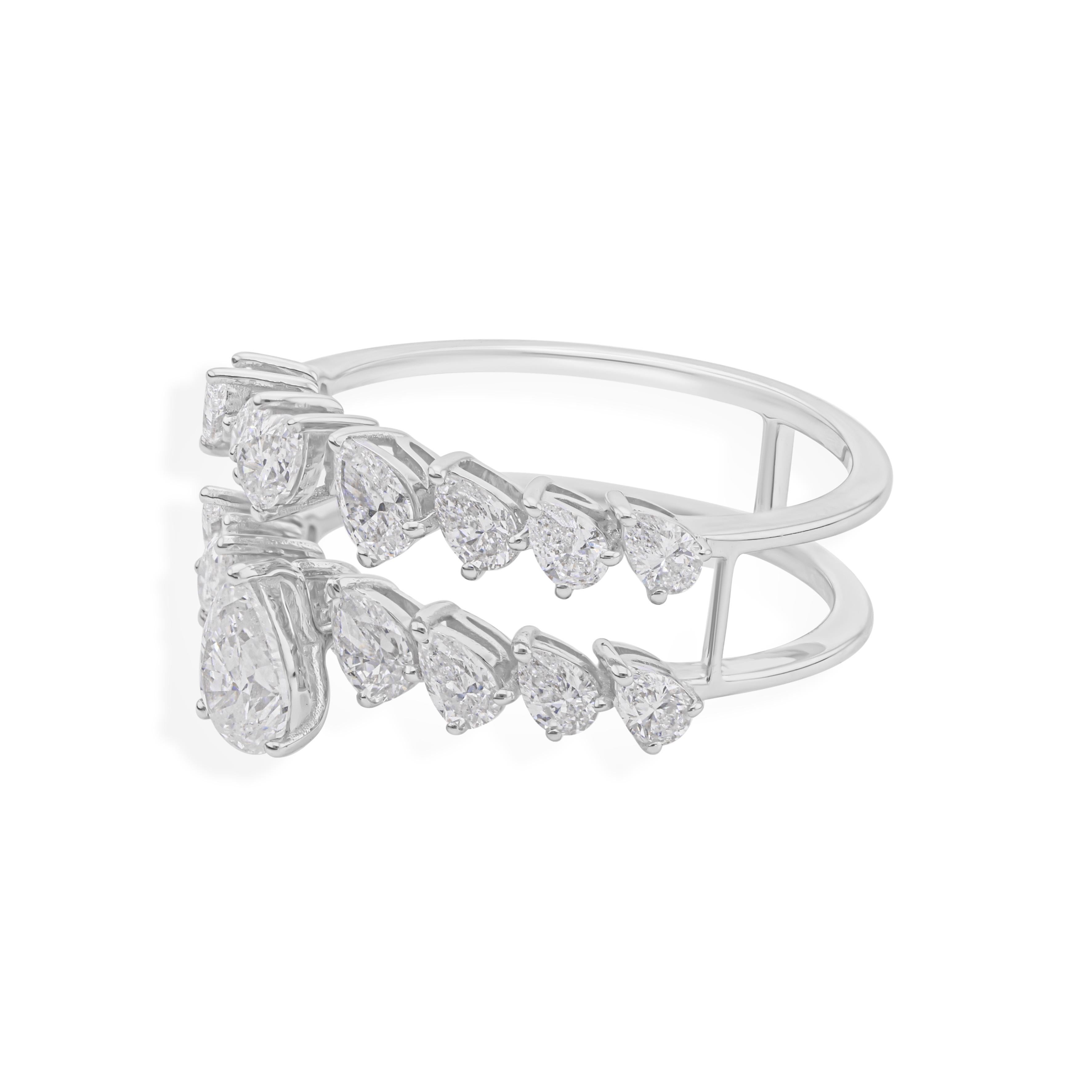 En vente :  1.68 Carat Nature Diamond Double Band Engagement Ring Solid 18k White Gold 8