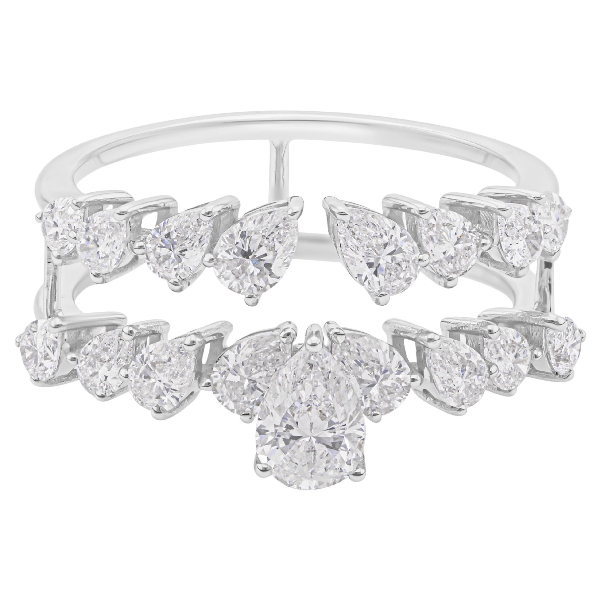 En vente :  1.68 Carat Nature Diamond Double Band Engagement Ring Solid 18k White Gold